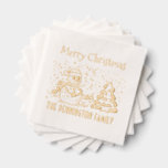 Winter Snow Falling Snowman Name Merry Christmas Foil Napkins<br><div class="desc">Winter Snow Falling Snowman Name Merry Christmas Design  ========</div>