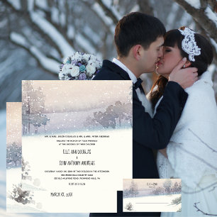 Winter Snow Forest Blue Wedding Invitation