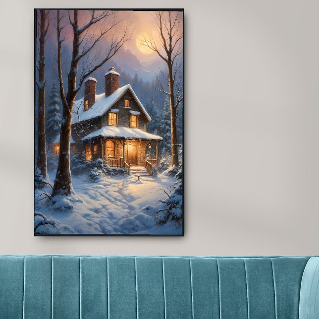 Winter Snow Forest House Whimsical Art Painting  Poster (Creator Uploaded)