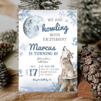 Winter Snow Forest Moon Wolf Howling Birthday