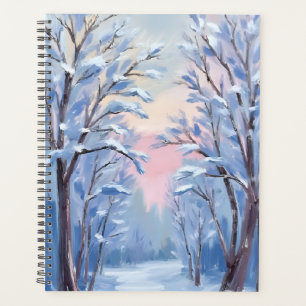 Winter Snow Forest Watercolor Woods Painting Planner