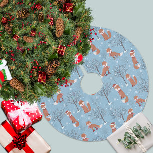 Winter Snow Fox Pattern Brushed Polyester Tree Skirt
