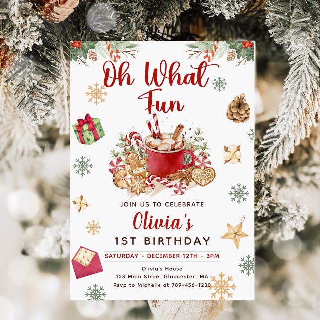 Winter Snow Gingerbread Christmas Cookie Birthday Invitation (Creator Uploaded)