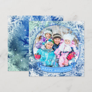 Winter Snow Globe HAPPY HOLIDAYS Photo Invitation