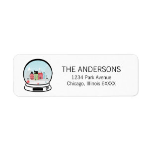 Winter Snow Globe Holiday Address Label