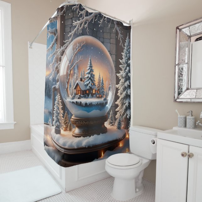 Winter Snow Globe Shower Curtain (In Situ)