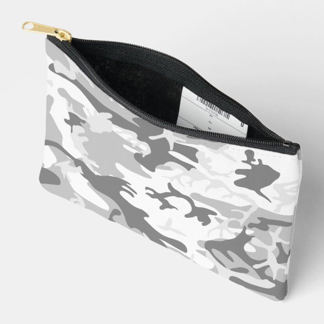 Winter Snow Grey Camouflage, Military, Army Accessory Pouch (Open)