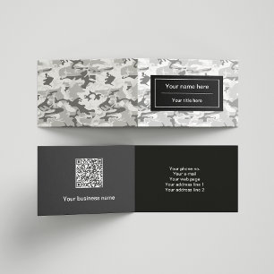 Winter Snow Grey Camouflage, Military, Army Business Card