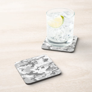 Winter Snow Grey Camouflage, Military, Army Coaster