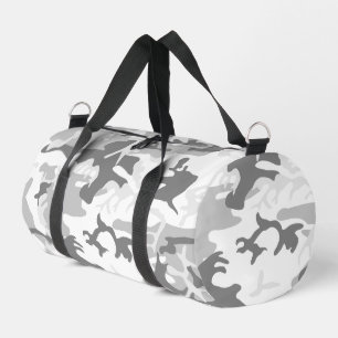Winter Snow Grey Camouflage, Military, Army Duffle Bag