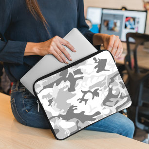 Winter Snow Grey Camouflage, Military, Army Laptop Sleeve