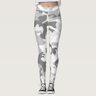 Winter Snow Grey Camouflage, Military, Army Leggings