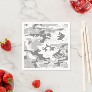 Winter Snow Grey Camouflage, Military, Army Napkin