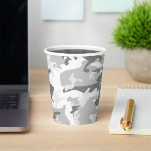 Winter Snow Grey Camouflage, Military, Army Paper Cups