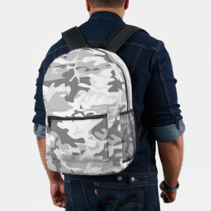 Winter Snow Grey Camouflage, Military, Army Printed Backpack