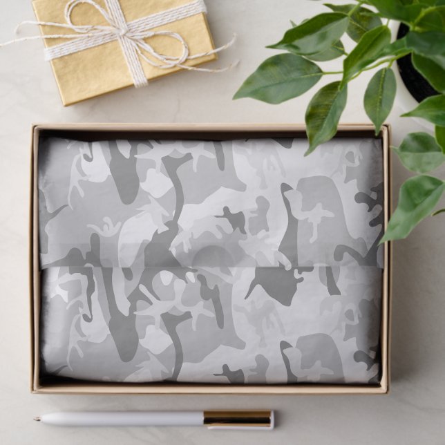 Winter Snow Grey Camouflage, Military, Army Tissue Paper (Gift)