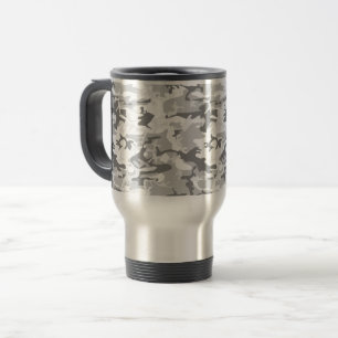 Winter Snow Grey Camouflage, Military, Army Travel Mug