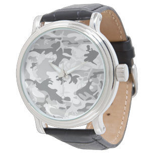 Winter Snow Grey Camouflage, Military, Army Watch