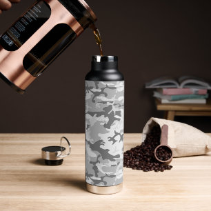 Winter Snow Grey Camouflage, Military, Army Water Bottle