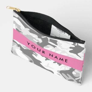 Winter Snow Grey Camouflage Your name Personalise Accessory Pouch