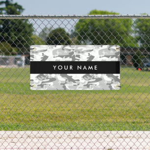 Winter Snow Grey Camouflage Your name Personalise Banner