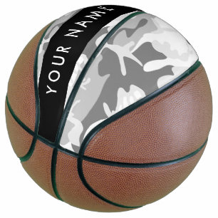 Winter Snow Grey Camouflage Your name Personalise Basketball