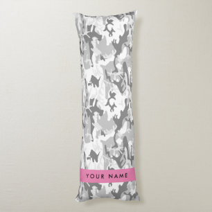 Winter Snow Grey Camouflage Your name Personalise Body Cushion