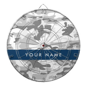 Winter Snow Grey Camouflage Your name Personalise Dartboard