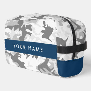 Winter Snow Grey Camouflage Your name Personalise Dopp Kit