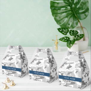 Winter Snow Grey Camouflage Your name Personalise Favour Box