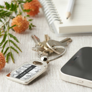 Winter Snow Grey Camouflage Your name Personalise Key Ring