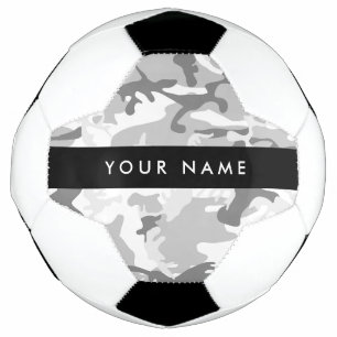Winter Snow Grey Camouflage Your name Personalise Soccer Ball