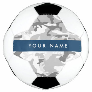 Winter Snow Grey Camouflage Your name Personalise Soccer Ball