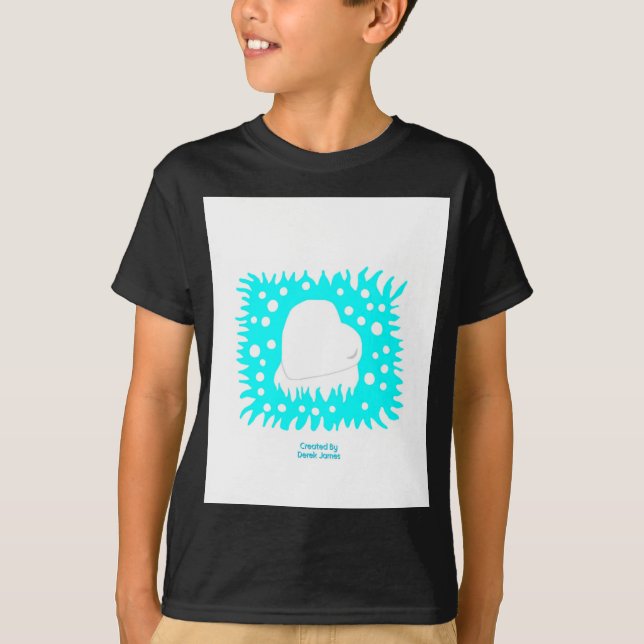 Winter Snow Heart Boys Black Basic T Shirt (Front)