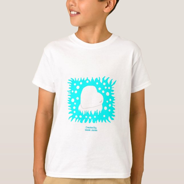 Winter Snow Heart Boys White Basic T Shirt (Front)