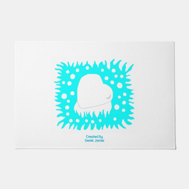 Winter Snow Heart Door Mat (Front)