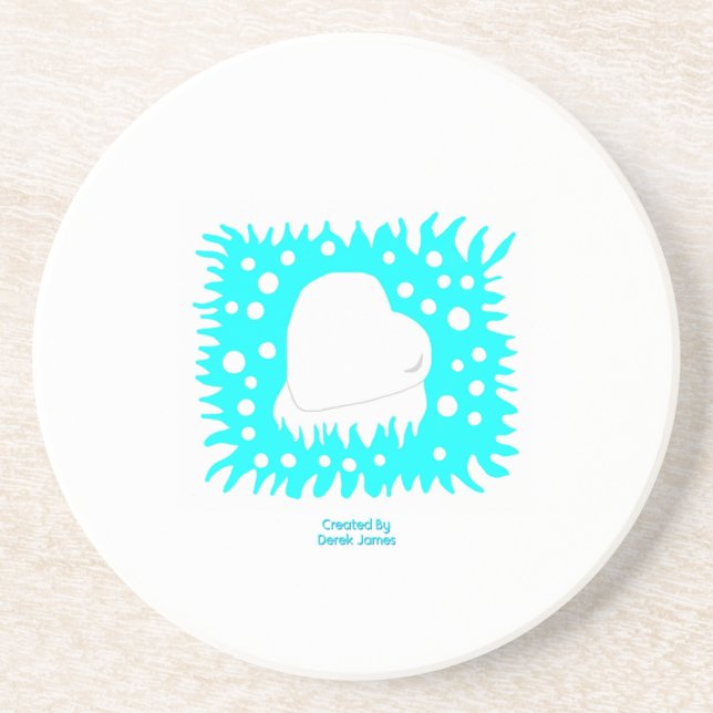 Winter Snow Heart Sandstone Coaster (Front)