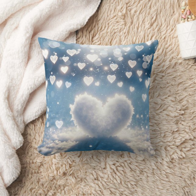 Winter Snow Hearts Cushion (Blanket)