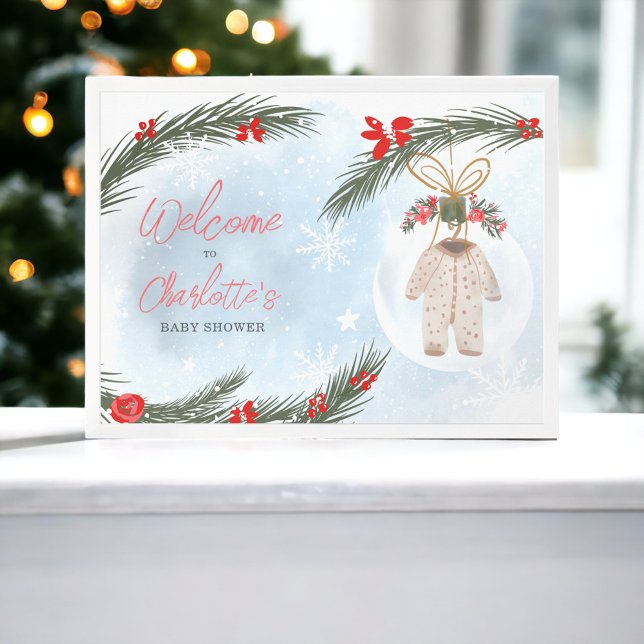 Winter snow ice Christmas baby shower welcome Poster (Winter snow ice Christmas baby shower welcome Poster)