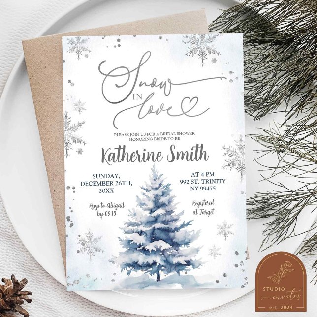 Winter Snow in Love Christmas Bridal Shower Invitation (Creator Uploaded)