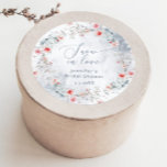 Winter Snow in Love elegant Bridal shower Classic Round Sticker<br><div class="desc">Winter Snow in Love elegant Bridal shower Classic Round Sticker 
Matching items available.</div>
