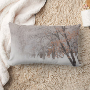 Winter Snow   Lake Kussharo Lumbar Cushion