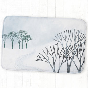 Winter Snow Landscape Art Bath Mat