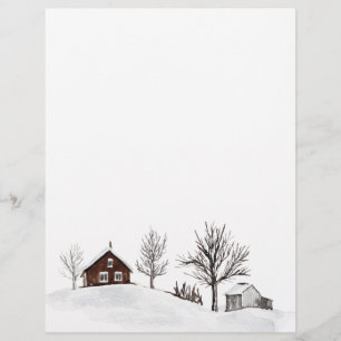 Winter Snow Landscape Deer Custom Letterhead