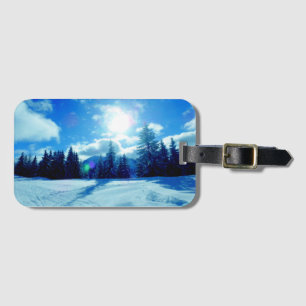 Winter snow landscape luggage tag