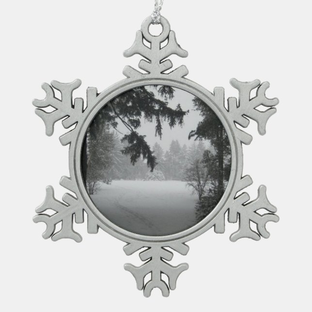 Winter Snow Landscape Ornament (Front)