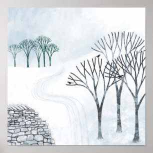Winter Snow Landscape Painting Poster