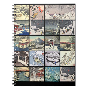 Winter snow landscape trees japanes art paintings  notebook