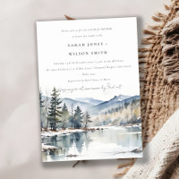 Winter Snow Mountain Lake Landscape Couples Shower