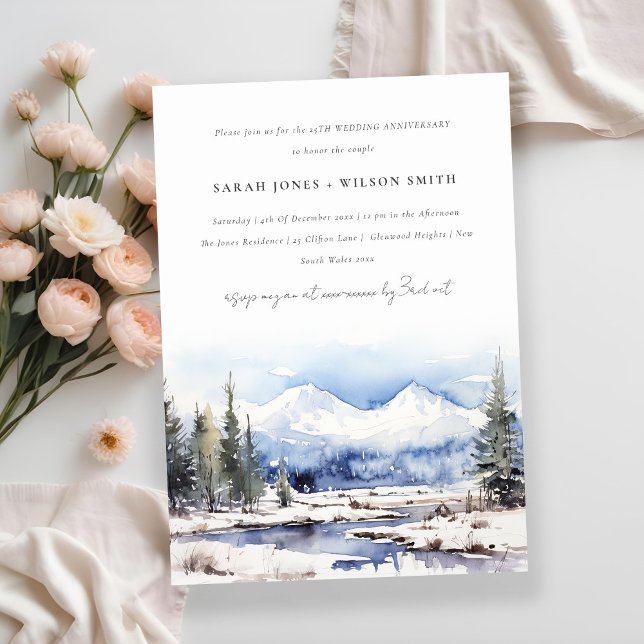 Winter Snow Mountain Ski Landscape Anniversary Invitation (Creator Uploaded)